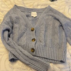 Pink Rose Women's Light Blue Button-Up Cardigan